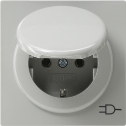 Розетка Gira S-color Серый с заземляющими контактами и крышкой 045442