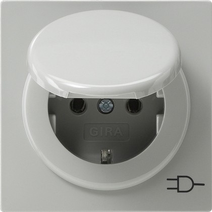 Розетка Gira S-color Серый с заземляющими контактами и крышкой 045442