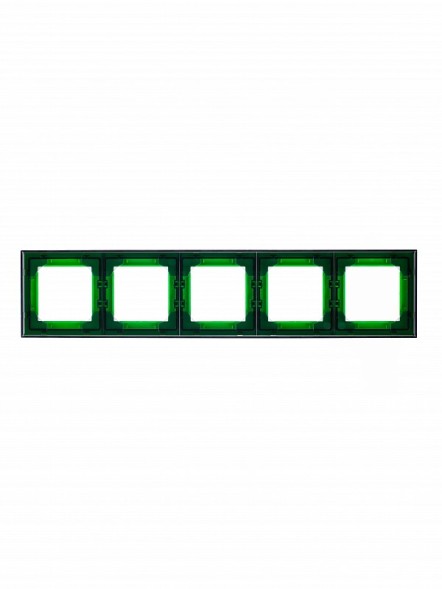 Рамка ABB Levit Зелёный / Дымчатый чёрный 5 постов 2CHH015050A6067 3901H-A05050 67W