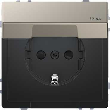 Розетка Merten D-Life никель 16а с з/к и крышкой ip44 MTN2314-6050