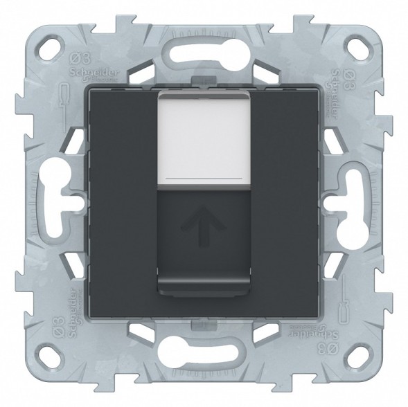 Розетка компьютерная RJ45 Schneider Electric Unica Studio Антрацит 1очная, кат. 5е UTP NU541154