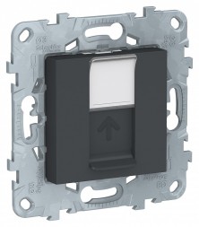Розетка компьютерная RJ45 Schneider Electric Unica Studio Антрацит 1очная, кат. 5е UTP NU541154