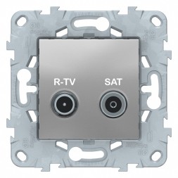 Розетка R-TV/ SAT Schneider Electric Unica Studio Алюминий проходная NU545630
