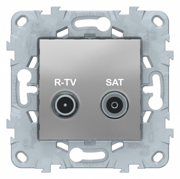 Розетка R-TV/ SAT Schneider Electric Unica Studio Алюминий проходная NU545630