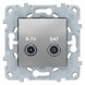 Розетка R-TV/ SAT Schneider Electric Unica Studio Алюминий проходная NU545630