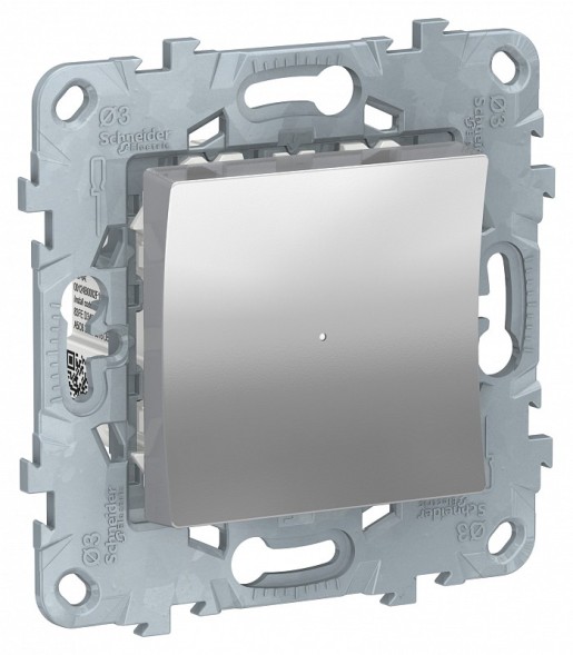 Релейный выключатель Schneider Electric Unica Studio Алюминий Wiser нажимной, 10А NU553730