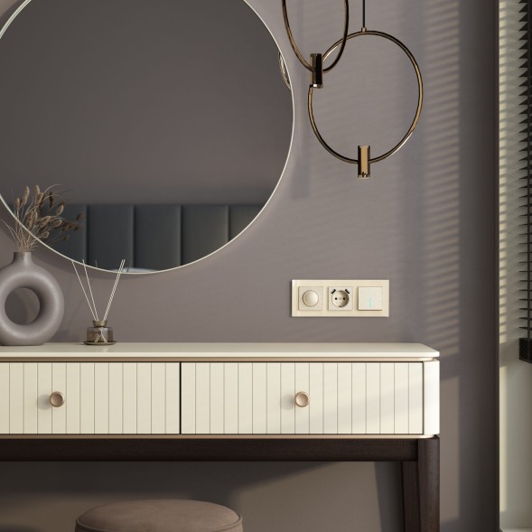 Выключатель одноклавишный с подсветкой (шампань рифленый) Werkel W1110110