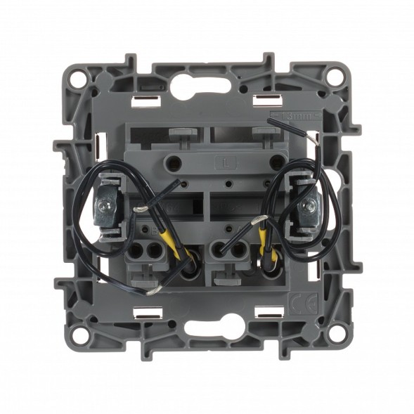 Выключатель Legrand Etika антрацит двухклавишный с подсветкой/индикацией автоматические клеммы 10 AX 250 В~ 672604