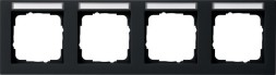 Рамка Gira E2 Черный матовый установочная с полем для надписи 4-постовая 109409
