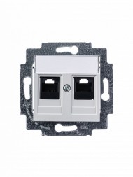 Розетка телефонная ABB Levit серый двойная 2хRJ45 категория 5e 2CHH295118A6016 5014H-A51018 16W