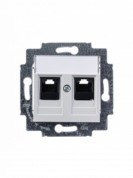 Розетка телефонная ABB Levit серый двойная 2хRJ45 категория 5e 2CHH295118A6016 5014H-A51018 16W