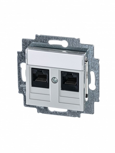 Розетка телефонная ABB Levit серый двойная 2хRJ45 категория 5e 2CHH295118A6016 5014H-A51018 16W