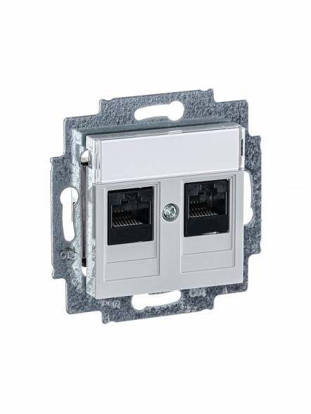 Розетка телефонная ABB Levit серый двойная 2хRJ45 категория 5e 2CHH295118A6016 5014H-A51018 16W
