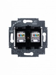 Розетка телефонная ABB Levit серый двойная 2хRJ45 категория 5e 2CHH295118A6016 5014H-A51018 16W