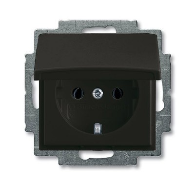 Розетка ABB Basic 55 chateau-black SCHUKO 16А 250В с крышкой 2CKA002018A1499 20 EUK-95-507