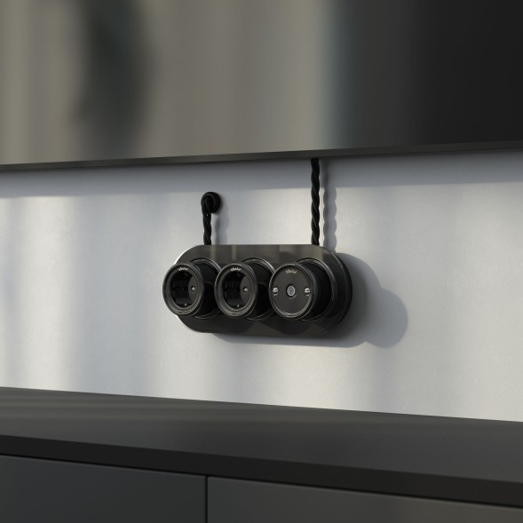 ТВ розетка  черный Ретро W5683008