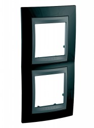 Рамка Schneider Electric Unica Top Родий / Графит 2 поста вертикальная MGU66.004V.293