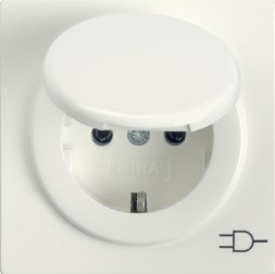 Розетка Gira S-color Белый с заземляющими контактами и крышкой 045440