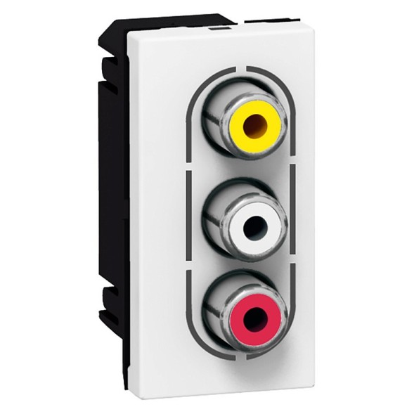 Розетка Legrand Mosaic аудио стерео видео 3 RCA 078754