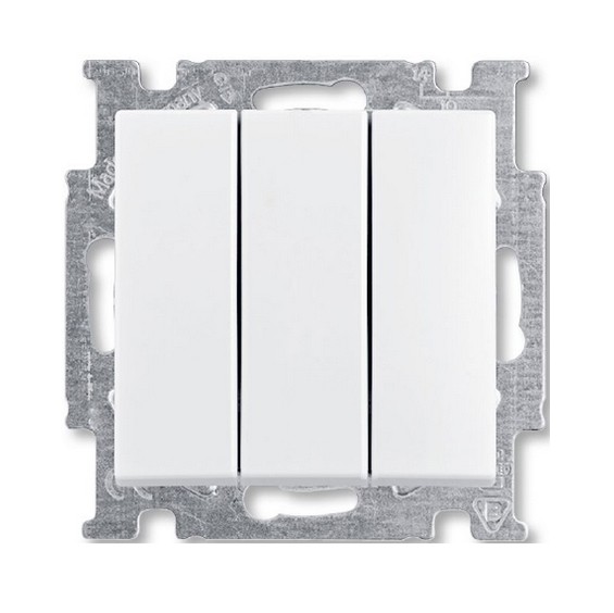 Выключатель с клавишей ABB Basic 55 альпийский белый 16A трехклавишный 2CKA001012A2155 106/3/1 UC-94-507