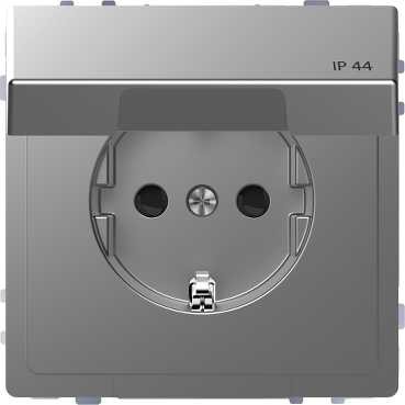 Розетка Merten D-Life нержавеющая сталь 16а с з/к и крышкой ip44 MTN2314-6036