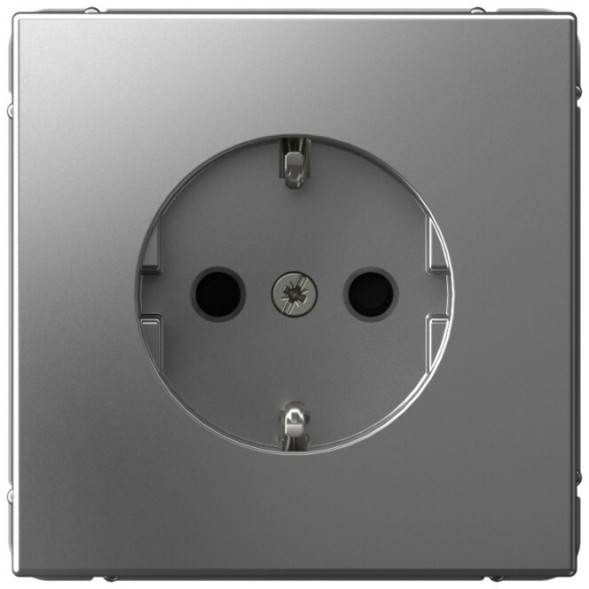 Розетка электрическая со шторками (Сталь) Schneider Electric Systeme Art Gallery GAL000945