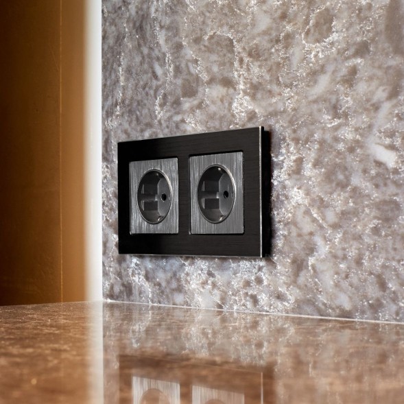 Рамка из металла на 2 поста Аluminium черный алюминий Werkel W0021708