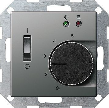 Терморегулятор Gira E22 Сталь с подогревом пола 039420