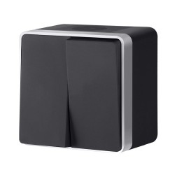 Выключатель двухклавишный влагозащищенный Gallant черный с серебром W5020234 W5020234