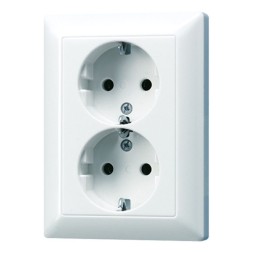 Розетка Jung AS 500 белая 2-ая SCHUKO с рамкой, с полной платой AS5022UWW