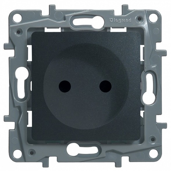 Розетка Legrand Etika антрацит 2К со шторками - немецкий стандарт - винтовые зажимы - 16 А - 250 В~ 672634
