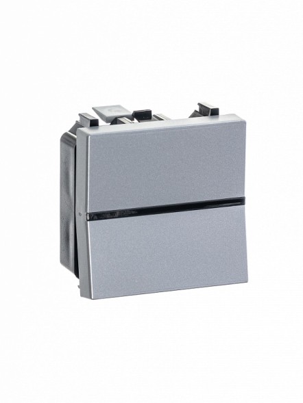 Механизм переключателя ABB Zenit серебристый одноклавишного с клавишей 2 модуля 2CLA220200N1301 N2202 PL