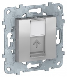 Розетка компьютерная RJ45 Schneider Electric Unica Studio Алюминий 1очная, кат. 5е UTP NU541130