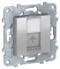 Розетка компьютерная RJ45 Schneider Electric Unica Studio Алюминий 1очная, кат. 5е UTP NU541130
