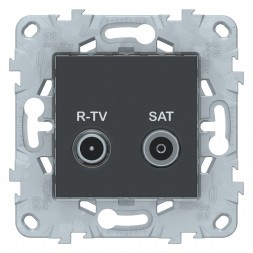 Розетка R-TV/ SAT Schneider Electric Unica Studio Антрацит оконечная NU545554