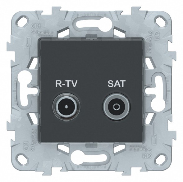 Розетка R-TV/ SAT Schneider Electric Unica Studio Антрацит оконечная NU545554