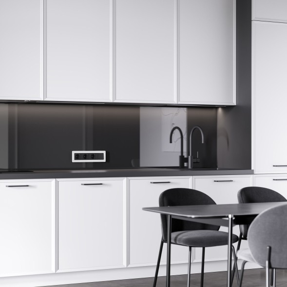 Рамка из поликарбоната на 4 поста Split белый/черный, soft-touch Werkel W0043068