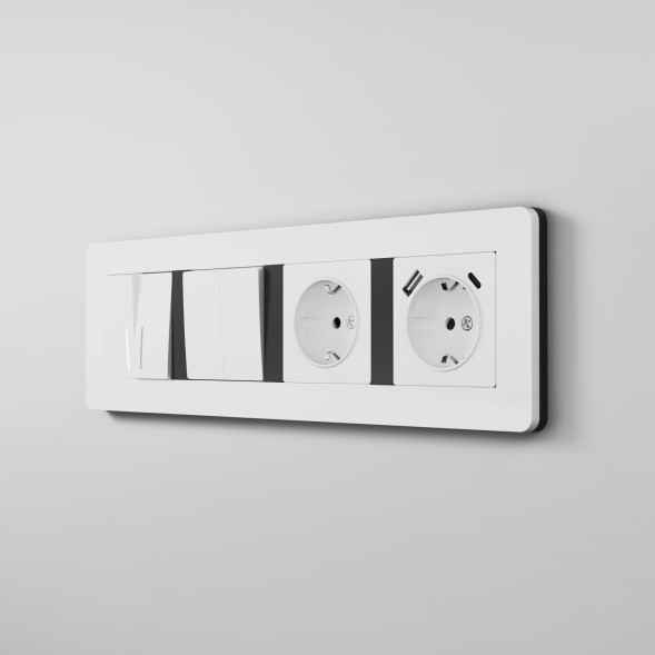 Рамка из поликарбоната на 4 поста Split белый/черный, soft-touch Werkel W0043068