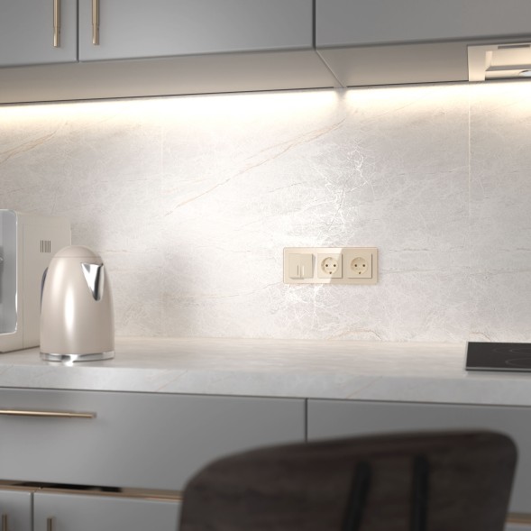 Выключатель двухклавишный с подсветкой (айвори акрил) W1120143