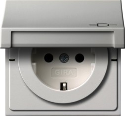 Розетка Gira F100 Белый с заземляющими контактами с крышкой 0454112