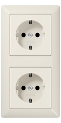Розетка Jung AS 500 слоновая кость 2-ая SCHUKO с рамкой, с полной платой AS5022U
