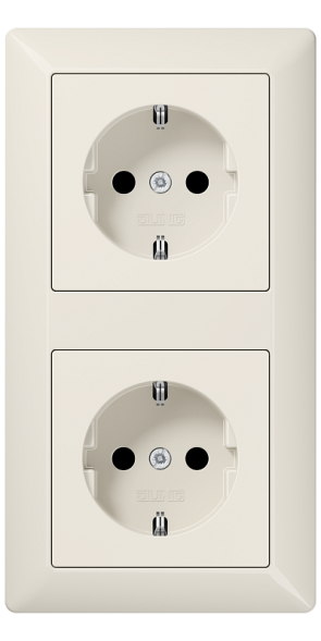 Розетка Jung AS 500 слоновая кость 2-ая SCHUKO с рамкой, с полной платой AS5022U