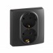Розетка Legrand Etika антрацит 2 x 2К+З со шторками - немецкий стандарт - автоматические зажимы - 16 А - 250 В~ 672633