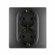 Розетка Legrand Etika антрацит 2 x 2К+З со шторками - немецкий стандарт - автоматические зажимы - 16 А - 250 В~ 672633