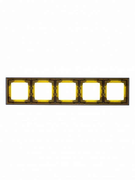 Рамка ABB Levit Жёлтый / Дымчатый чёрный 5 постов 2CHH015050A6064 3901H-A05050 64W