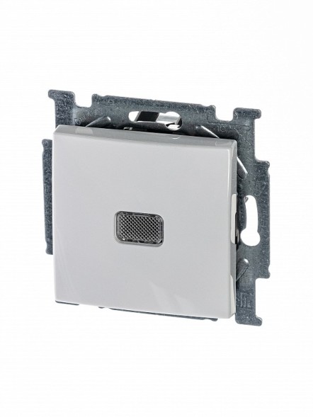 Механизм переключателя ABB Basic 55 альпийский белый одноклавишный 1-полюсного выключателя с клавишей с линзой подсветки с неоновой лампой 2CKA001012A2153 2006/1 UCGL-94-507