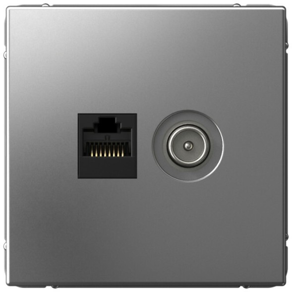 Розетка двойная ТВ + компьютерная RJ45 кат. 5e (Сталь) Schneider Electric Systeme Art Gallery GAL000989