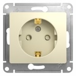 Розетка с заземлением со шторками, 16А, механизм Schneider Electric Glossa Бежевый GSL000245
