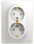 Розетка двойная с заземлением со шторками, 16А, в сборе Schneider Electric Glossa Белый GSL000126