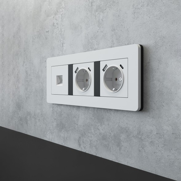 Рамка из поликарбоната на 3 поста Split белый/черный, soft-touch Werkel W0033068